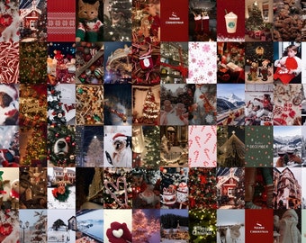 100 Christmas Wall Prints, Christmas Decor, Wall Collage, Christmas Wall Art, Christmas Aesthetic, Christmas Gift, Christmas Prints Wall Art