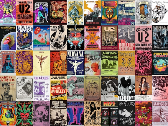 530PCS Vintage Concert Poster Set, Classic Rock Art Prints, Musıc