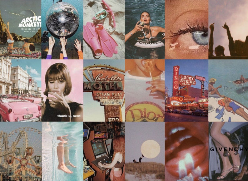 60 PCS Retro Aesthetic Wall Collage Kit Retro Wall Decor Etsy Australia