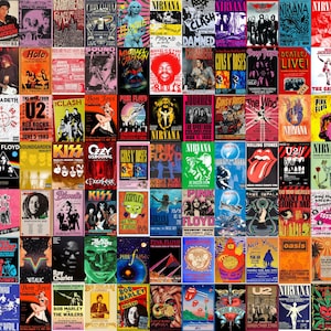 Juego de 530 carteles de conciertos vintage, impresiones de arte de rock clásico, decoración musical, recuerdos musicales, regalo para amantes de la música, carteles de música vintage