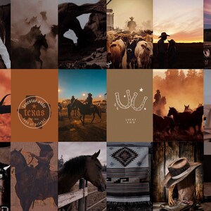 100pcs Cowgirl Western Collage Kit, Brown Country Wall Collage, Old West Room Photo Wall, Wild West Picture Collage Set, Western Wall Decor image 5