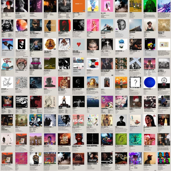 270 PCS Poster de couverture d'album de rap minimaliste, affiche de musique hip-hop minimaliste, tirages d'albums, décoration murale de musique, impressions d'affiches de musique, décoration d'intérieur