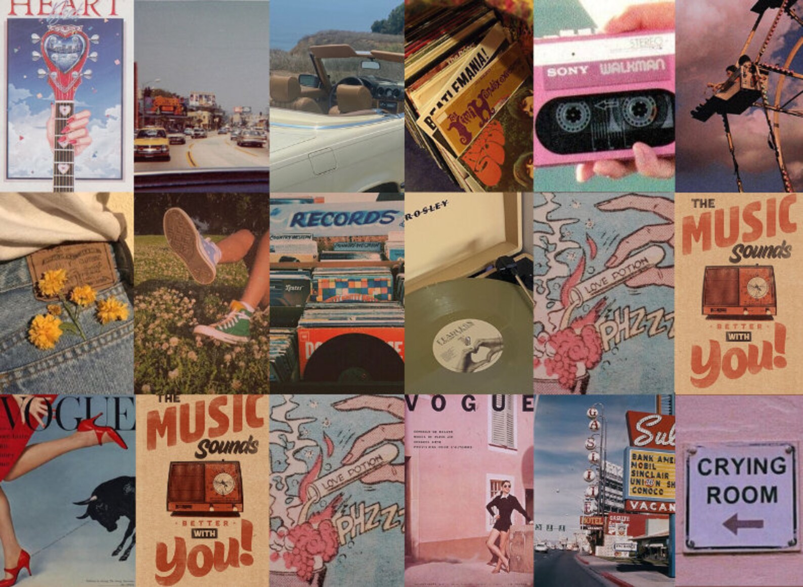 60 PCS Retro Aesthetic Wall Collage Kit Retro Wall Decor Etsy Australia
