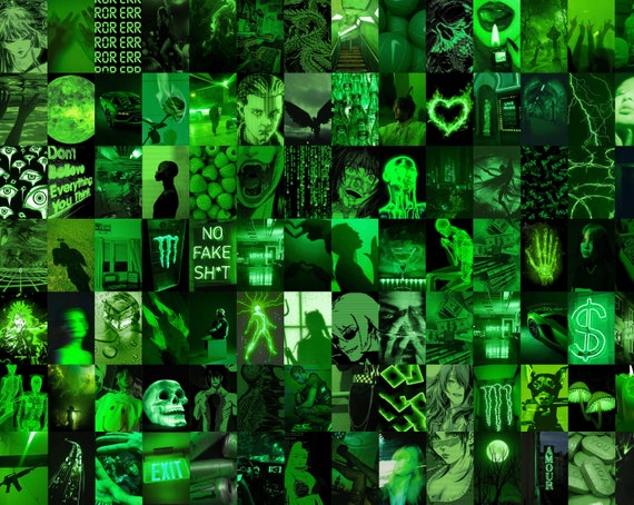 Neon Green Aesthetic Photo Wall Collage Kit 
