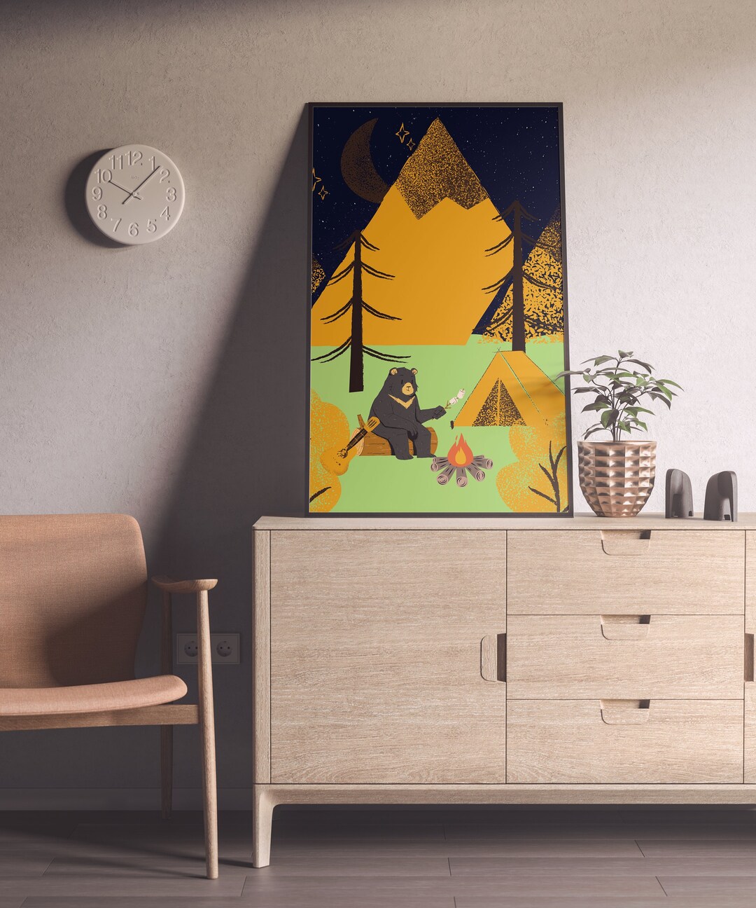 Camping Printable Wall Art, Camping Animal Wall Art for Baby Nursery