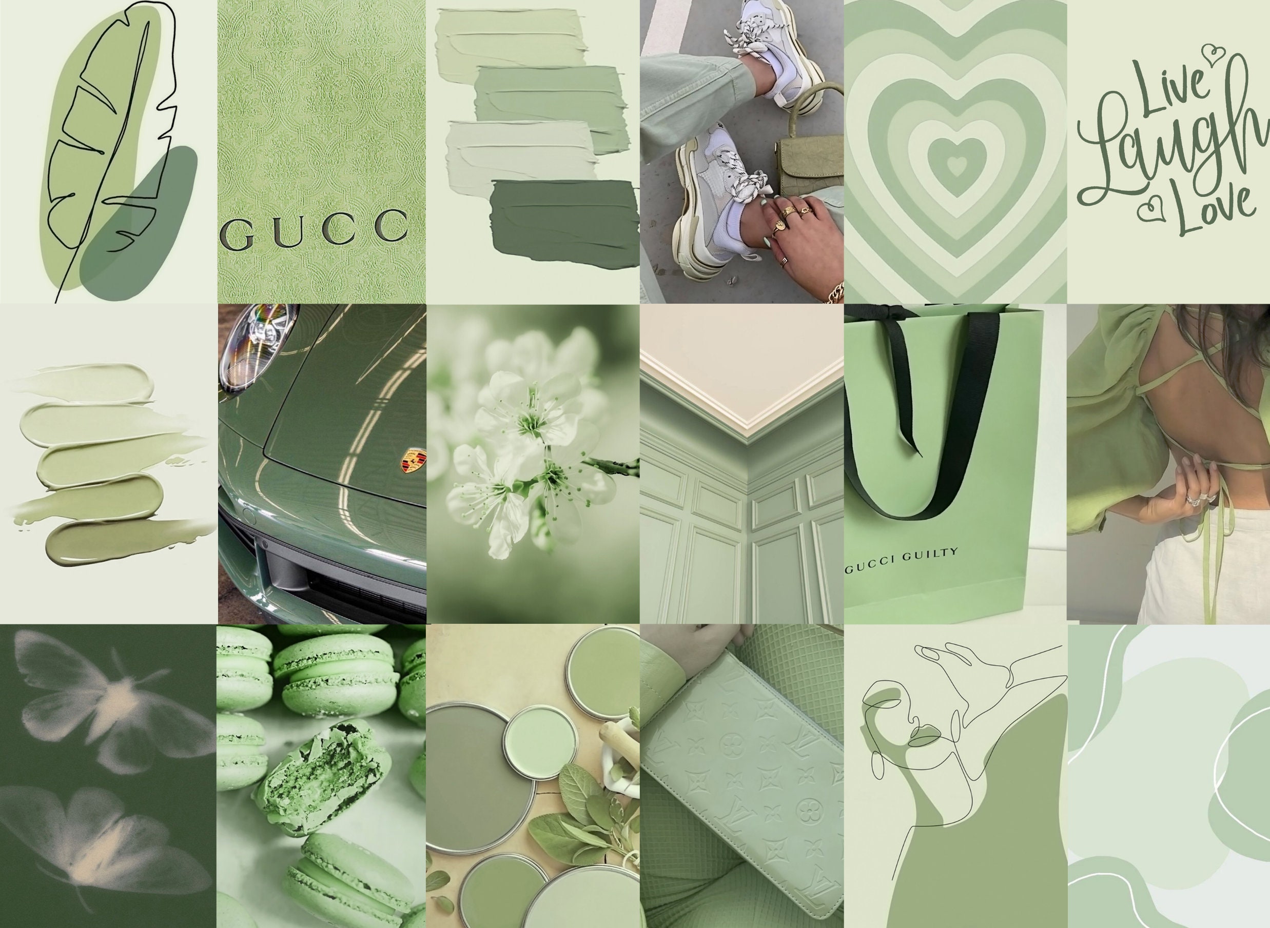 ANERZA 16 Decorazioni Da Parete Verde Salvia – Poster Artistici Per Camera Da Letto, Soggiorno, Dormitorio – Kit Collage Estetico, Stampa Su Carta Opaca - 5