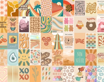 100PCS Retro Pastel Wall Collage Kit, Vintage Poster Set, Aesthetic Room Decor, Printable Wall Art, Pastel Home Decor, Gift For Her Wall art