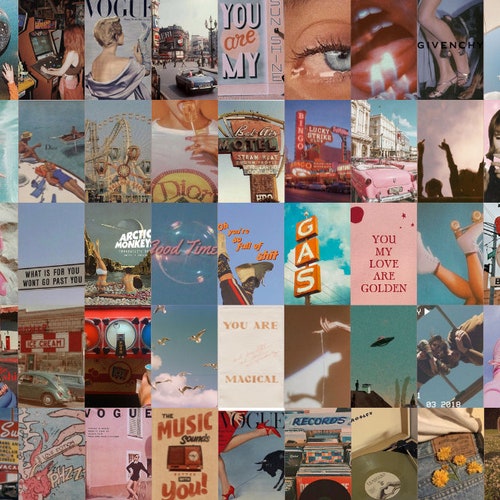 60 PCS Retro Aesthetic Wall Collage Kit Retro Wall Decor Etsy Australia