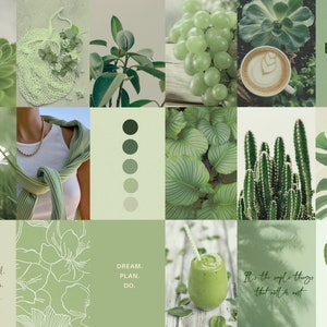 150 Sage Green Wall Collage Kit, Boho Aesthetic, Soft Botanical Photo ...