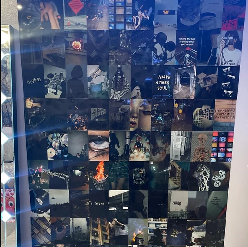 150PCS Grunge Wall Collage Kit, Black Wall Decor, Grunge Aesthetic, Black Collage Art, Grunge Wall Art for Bedroom & Living Room, Gift For image 9