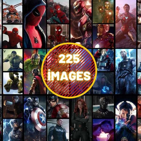 225 Marvel Avengers Rainbow Aesthetic Wall Collage, Marvel Collage Kit, Rainbow Collage, Super Hero Pictures Room Decor, Photo Wall Collage