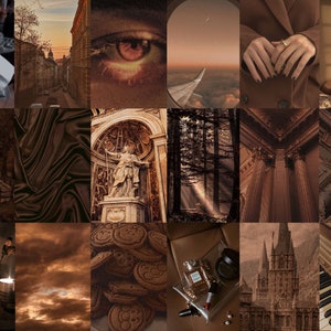 80 kit de colagem de parede marrom, arte de parede de colagem marrom, parede de foto marrom, decoração neutra do quarto, kit de colagem de parede de foto estética marrom