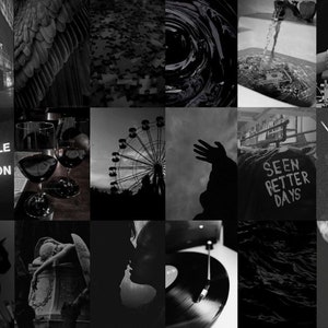 100 Black Wall Collage Kit, Black Wall Collage, Dark Aesthetic Collage ...