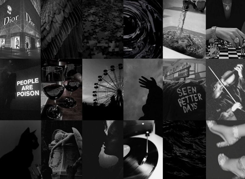 100 Black Wall Collage Kit Black Wall Collage Dark Aesthetic - Etsy UK
