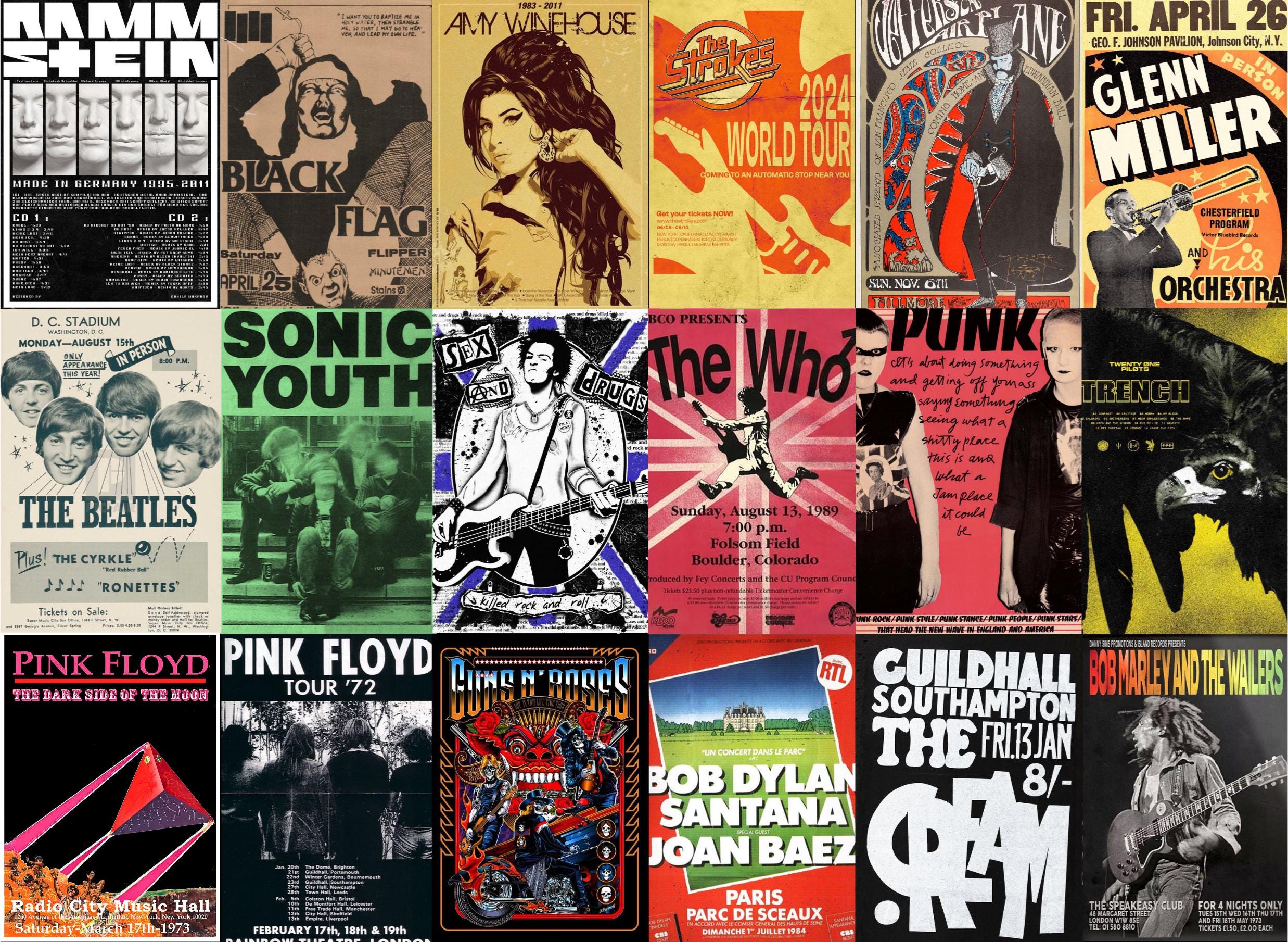 650PCS Vintage Concert Poster, Retro Band Poster, Classic Rock