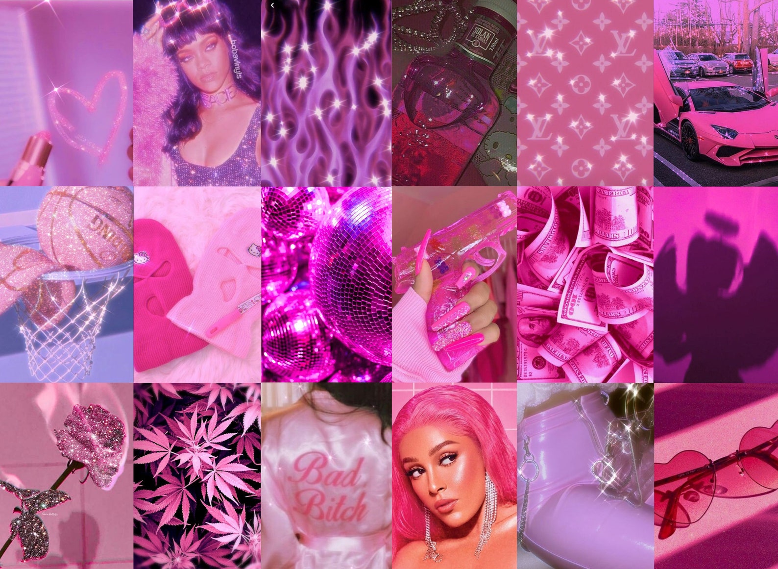 100pcs Hot Pink Collage Kit Pink Wall Collage Baddie - Etsy