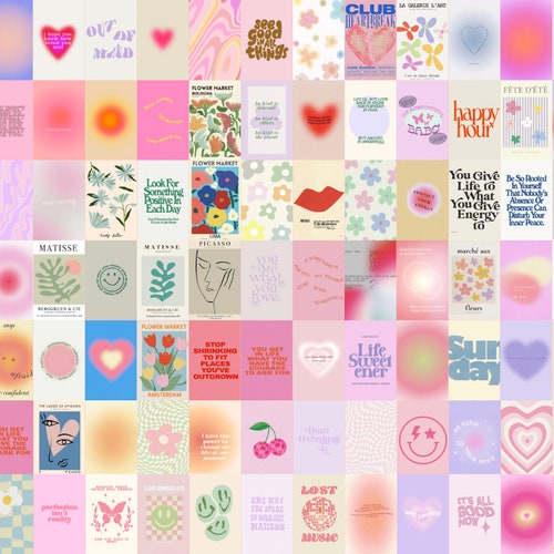 Danish Pastel Aesthetic Wall Collage Kit 70pcs Instant - Etsy