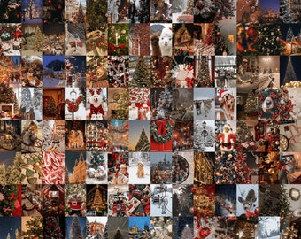 150 Christmas Print Set, Christmas Wall Art, Christmas Wall Collage, Christmas Gift, Christmas Decor, Holiday Decor Christmas Aesthetic