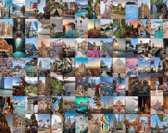 300 Travel Posters Gift | Travel Wall Print | Travel Print Set | Aesthetic Wall Collage Kit | Printable Wall Art | Room Decor |Travel Prints