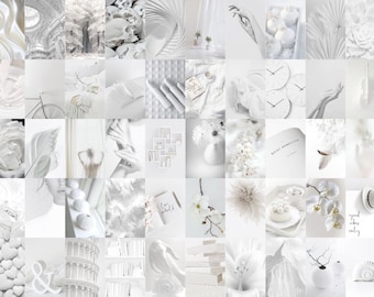 160-delige witte muurcollagekit esthetisch, witte nude boujee stijlvol glamourpakket, trendy meisje zachte neutrale fotocollagekit, witte kamerdecor.