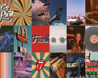 100 Vintage Retro Wall Collage Kit, Retro Wall Collage Kit, Retro Aesthetics, Trendy Photo Collage Kit, Vsco Collage, Aesthetic Collage Kit