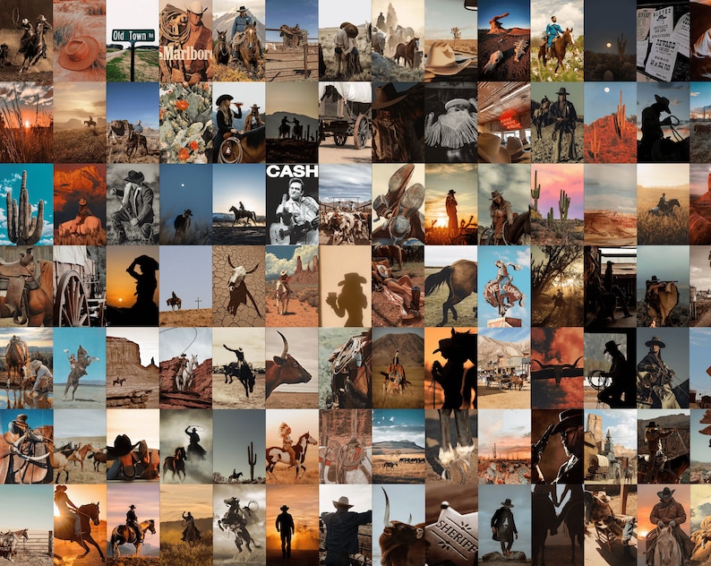 150 Western Aesthetic Wall collage - Cowgirl Western Collage Kit - Old West Room Photo Wall - Wild West Picture Collage Set- Western Posters