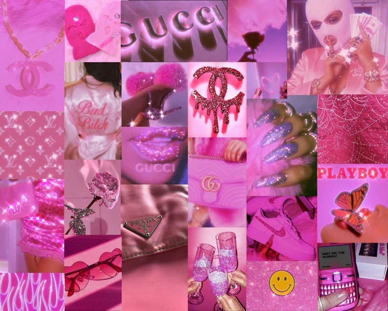 100pcs Hot Pink Collage Kit Pink Wall Collage Baddie | Etsy