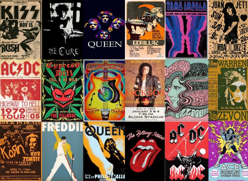 530PCS Vintage Concert Poster Retro Band Poster Classic Rock - Etsy