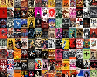 550PCS Vintage Concert Poster, Retro Band Poster, Classic Rock Posters, Vintage Music Posters, Aesthetic Wall Collage Kit, Rock Musıc Decor