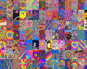 110-delige indie muurcollagekit, indie muurcollage, retro muurcollage, indie kamerdecor, regenboog muurcollage, indie esthetische muurafdrukken