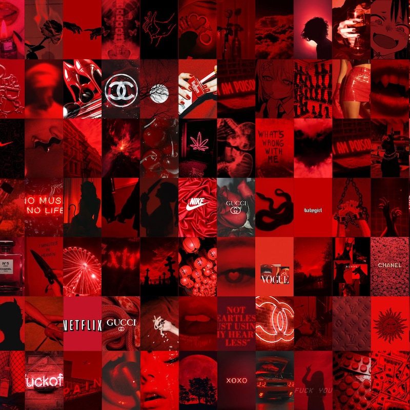 Collage Design Red Red Wall Collage Kit - Etsy