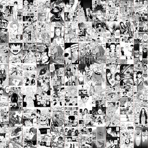 1250 Anime Manga Panels Wandcollage Kit | Anime Schwarz & Weiß Collage Kit | Manga Wandposter | Manga Panels Dekor | Manga Raum Dekor Geschenk