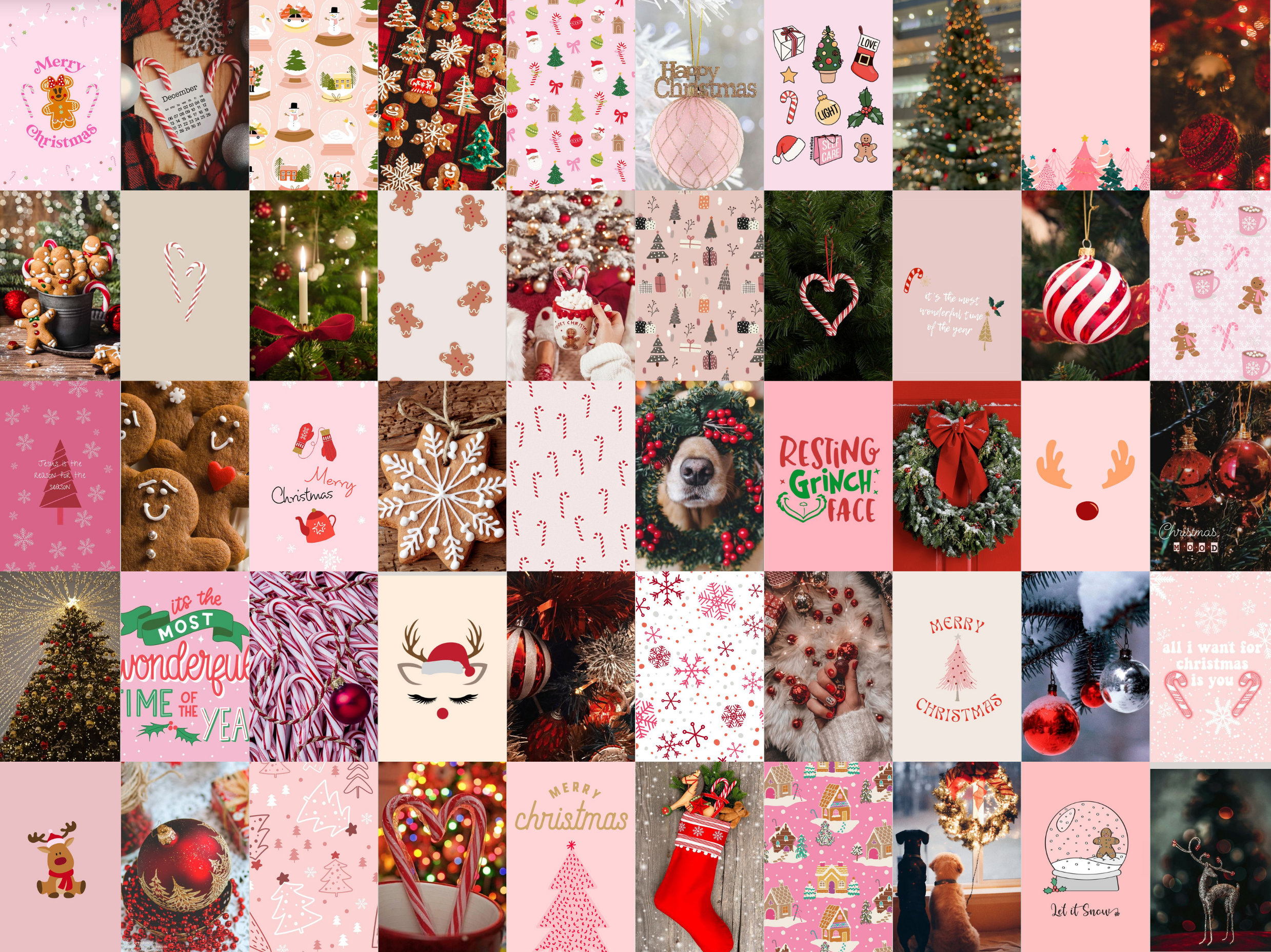 Christmas Collage Print Set: 250 Xmas Wall Art Home decor
