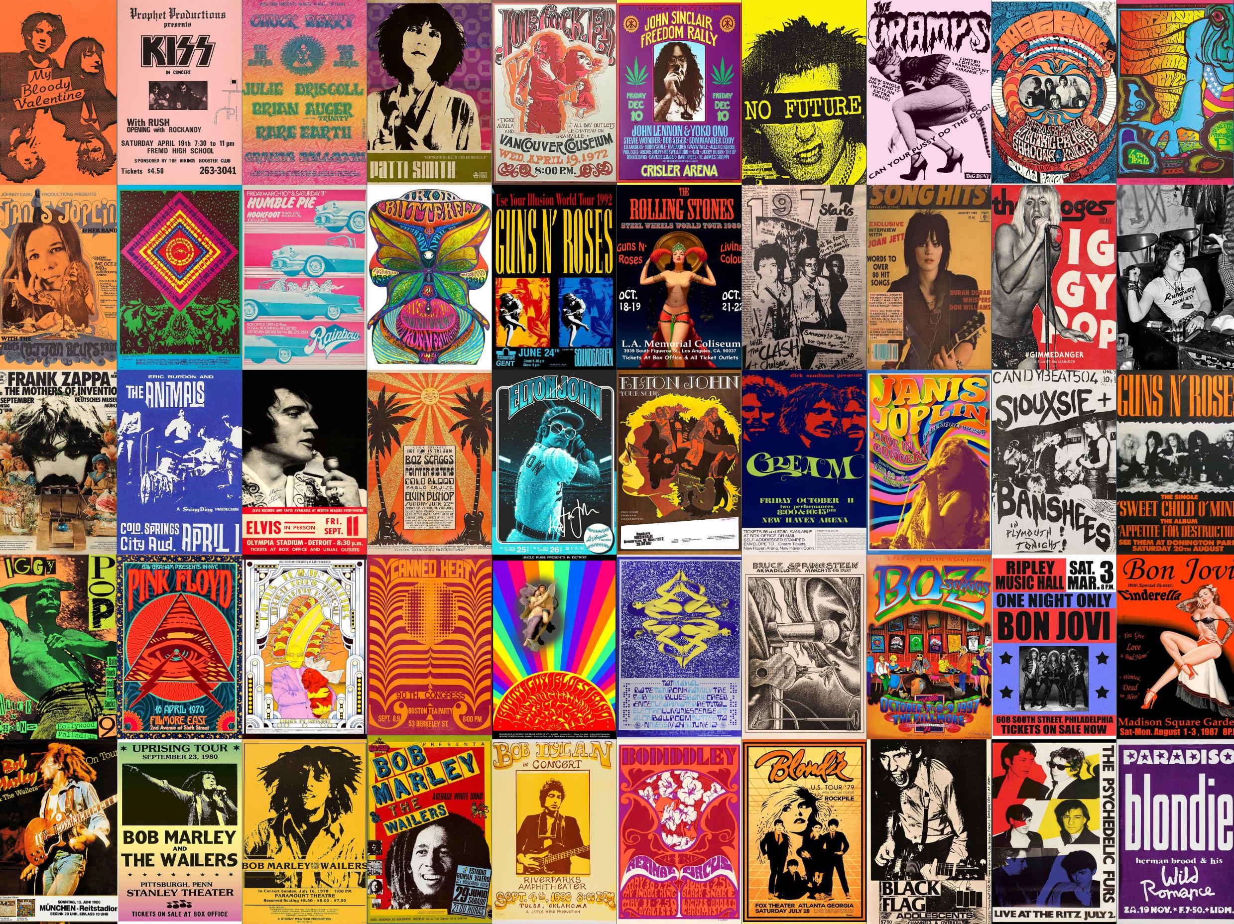 530PCS Vintage Concert Poster Set, Classic Rock Art Prints, Musıc