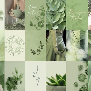 150 Sage Green Wall Collage Kit, Boho Aesthetic, Soft Botanical Photo ...