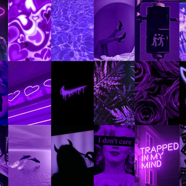 110 Pcs Boujee Purple Aesthetic Wall Collage Kit, Neon Purple Aesthetics,  Euphoria Purple Wall Collage, Vsco, Photo Collage Room Decor