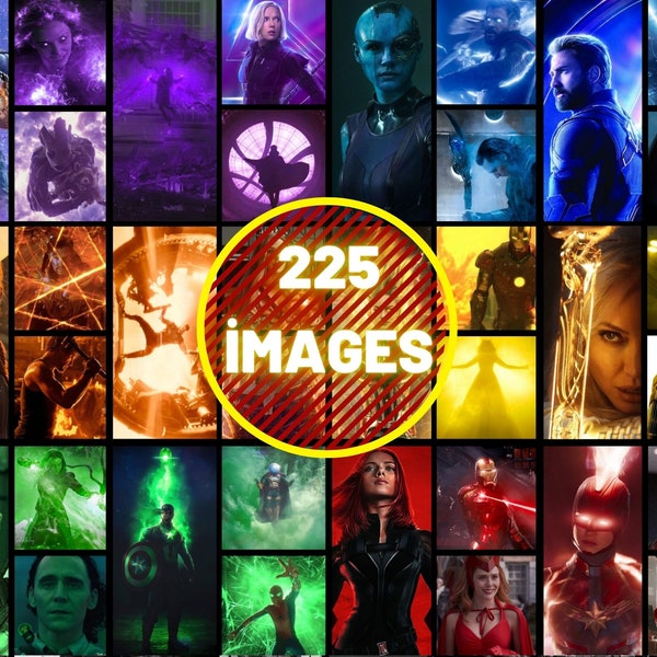 225 Marvel Avengers Rainbow Aesthetic Wall Collage, Marvel Collage Kit, Rainbow Collage, Super Hero Pictures Room Decor, Wall Collage Kit