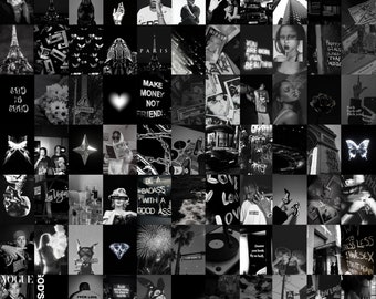 200Pcs Black and White Aesthetic Collage, Gallery Wall Art, Printable Wall Art, Black White Prints, Trendy Printable Art, Aesthetic Decor
