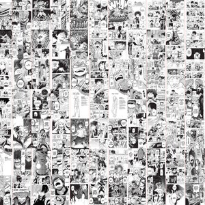 May include: A collage of black and white manga panels, featuring various characters in action poses and speech bubbles. The panels are arranged closely together, creating a dense, visually engaging pattern. The artwork style is typical of Japanese manga.