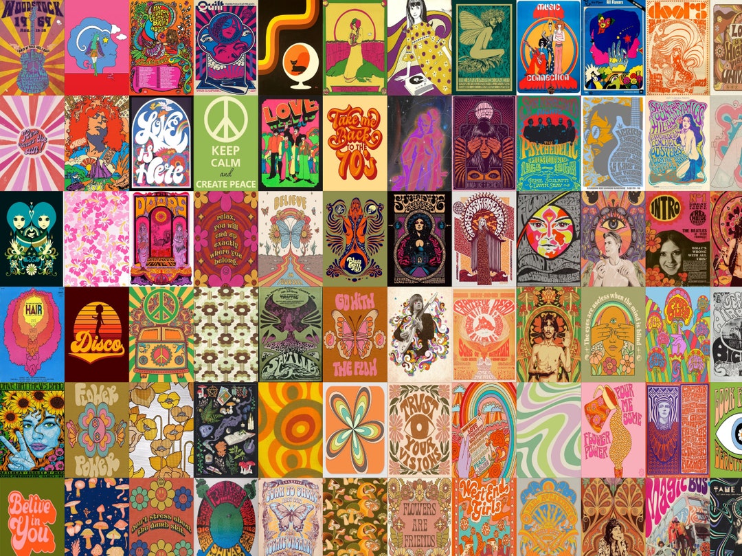 730 Hippie Wall Collage Hippie Wall Art Indie Room Decor Indie