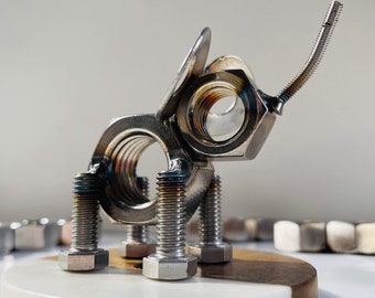 Metal Elephant Sculpture Out Of Nuts & Bolts