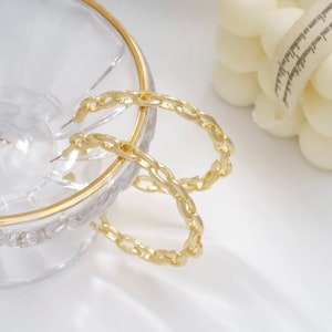 14K Gold Filled Cuban Chain Link Hoop Earrings • Braided Hoops • Gifts for Her • Minimalist Earrings • Valentines Day gift • Hypoallergenic