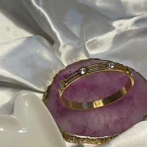 18K GOLD FILLED Roman Numeral Diamanté Hinged Bangle with Clip • Crystal Zirconia Diamonds• Nontarnish • Engraved • Waterproof• Gift for her