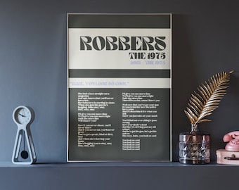 Robbers by The 1975 - Music Poster | Song Lyric Wall Art, Digital Print, Customizable