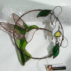 Stained Glass Window Hanging Decor, Glass Hummingbird, Suncatcher Glass Birds, Hummingbird Stained Glass, Mother&#39;s Day Gift,Birds Suncatcher