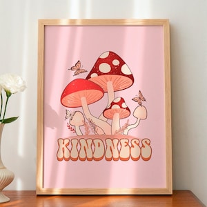 Kindness Wall Print, Cute print wall art, Retro quote print, Digital Download, Retro Wall Decor, Downloadable Prints, Wall Art, Retro poster