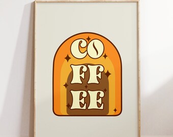 Retro Coffee Art Print: Trendy Kitchen Wall Art (Digital Download) | Retro Poster For Kitchen Decor | Coffee Printable Art
