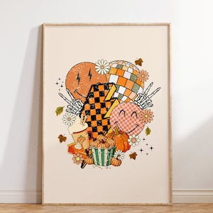 Süßes Retro Herbst Poster, Herbst Dekor, Herbst Dekor, Herbst Dekor, Kürbis Print, Halloween Geschenk, Erntedankfest, Herbst Dekor
