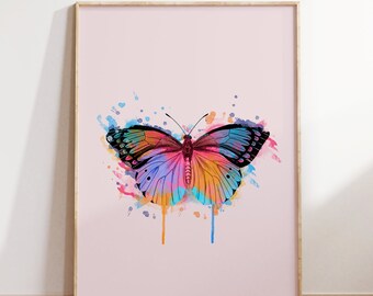Watercolor Butterfly Wall Art, Butterfly poster, Colorful Wall Decor, Digital Print, Large Printable Art