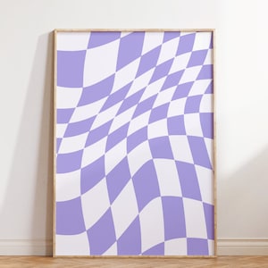 Retro Checkered Wall Print: 70s Groovy Art (Digital Download)